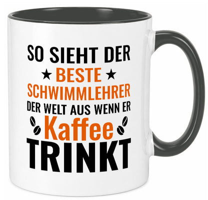 Kaffee trinkt: Schwimmlehrer | Lehrer schwimmen lustiger Spruch Geschenk Humor Tasse
