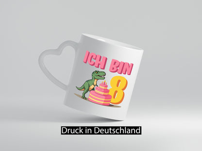 8. Geburtstag | Jahre Dinosaurier mit Kuchen Geschenkidee Humor Tasse