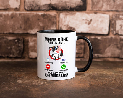 Meine Kühe rufen an | Landwirt Kuh Bauernhof Geschenk Humor Geschenkidee Tasse