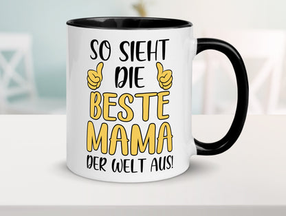 Beste Mama der Welt | Daumen hoch Geschenk Familie Geschenkidee lustiger Spruch Tasse