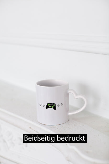Controller Herzschlag | Heartbeat Gamer lustig Humor Geschenkidee Geschenk Tasse