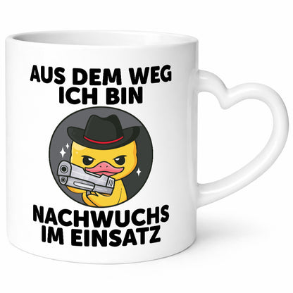 Aus wem weg ich bin Nachwuchs im Einsatz Geschenkidee Humor Tasse