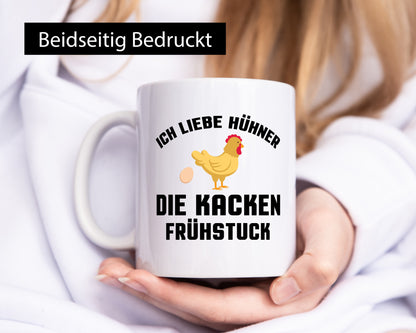 Ich liebe Hühner | Spruch lustig Frühstück Humor Geschenkidee Tasse