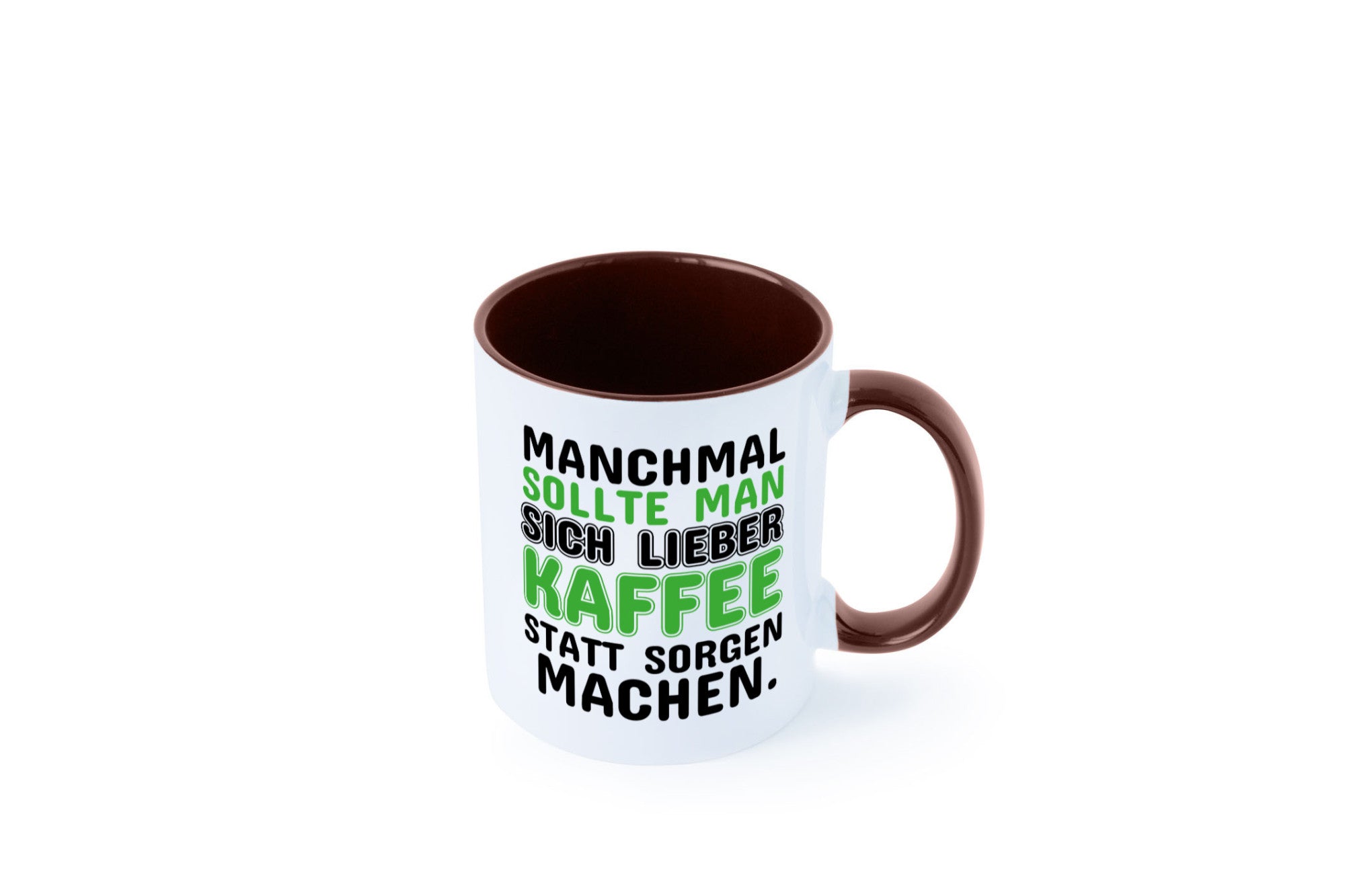 Kaffee statt sorgen lustiger Spruch Geschenk Humor Geschenkidee Tasse
