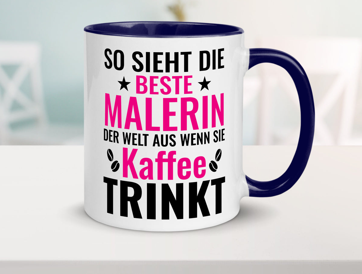 Kaffee trinkt: Malerin | Malerinnen lustiger Spruch Geschenk Humor Geschenkidee Tasse