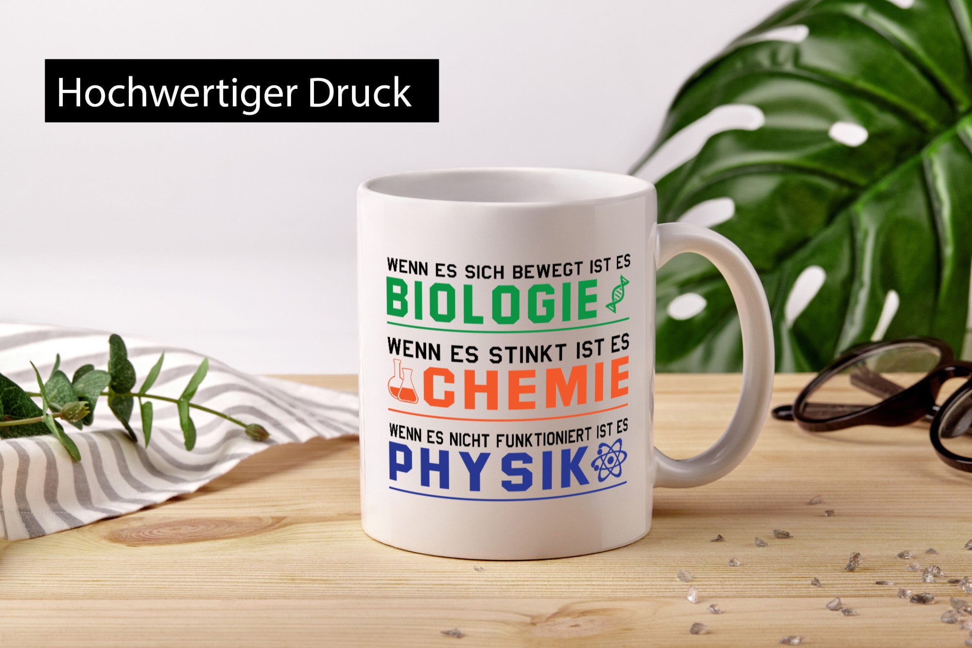 Biologie, Chemie, Physik | Reagenzglas lustig Humor Geschenkidee Geschenk Tasse