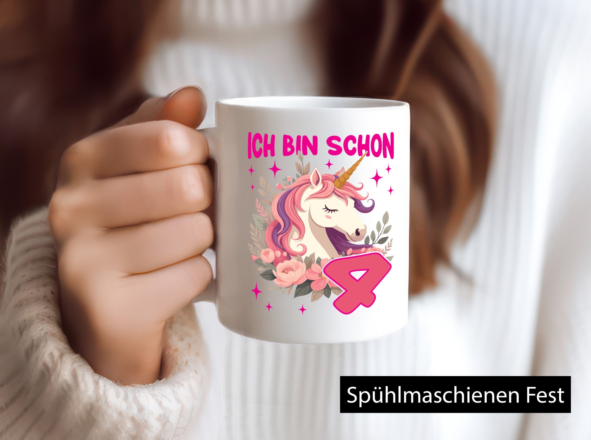 4. Geburtstag | 4 Jahre Einhorn Mädchen v2 lustig Geschenkidee Geschenk Tasse