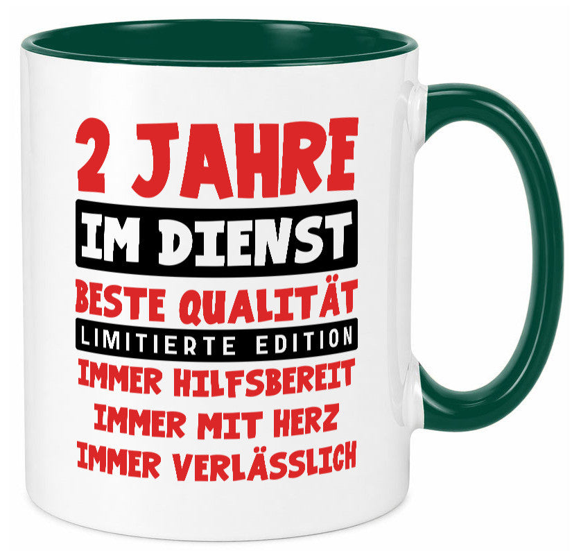 2 Jahre im Dienst | Jubiläum Arbeit v9 Humor Kollegen Büro Geschenkidee Tasse