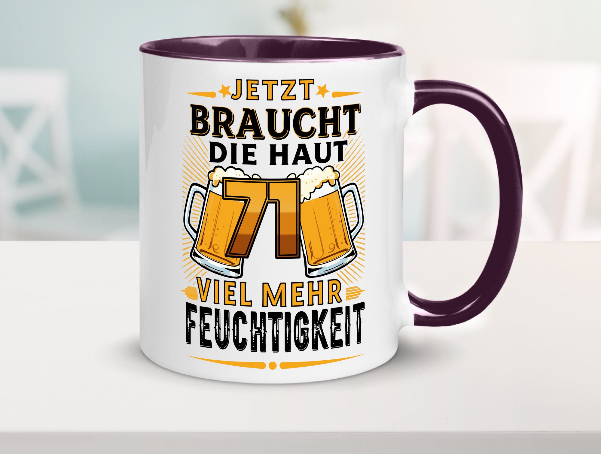 71 braucht die haut mehr Feuchtigkeit | 71. Geburtstag Geschenkidee Humor Tasse