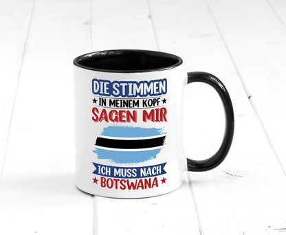 Botswana | Urlaub Stimmen in meinem Kopf Traumland Geschenkidee Humor Tasse