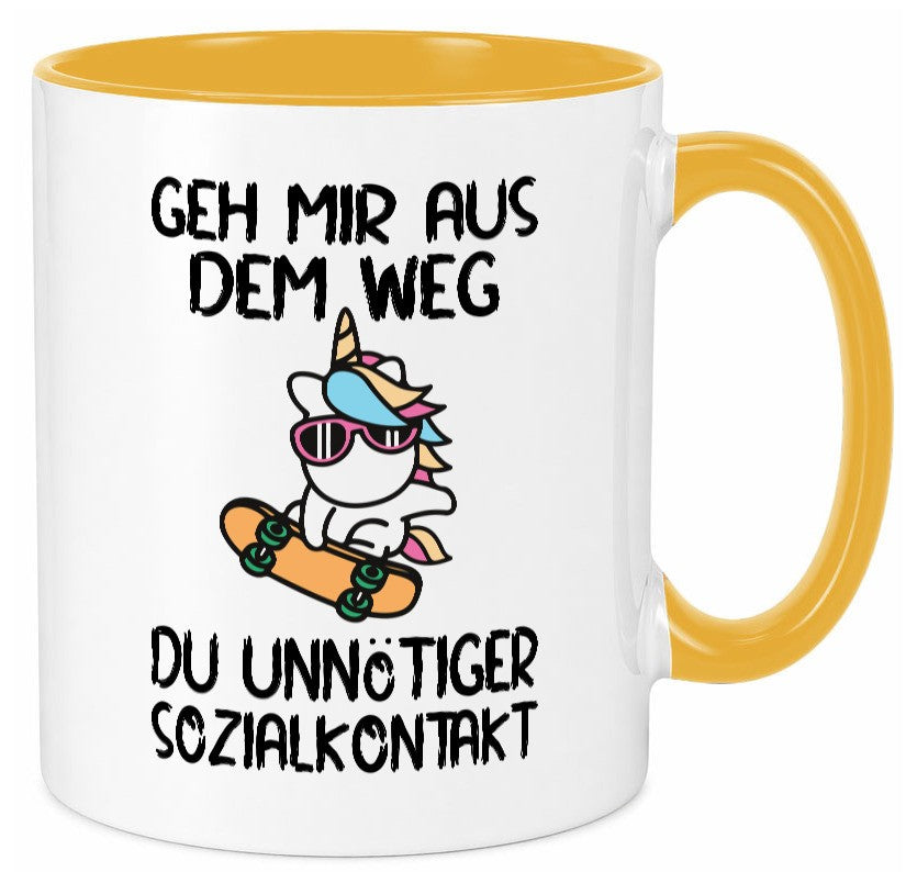 Aus dem Weg, Sozialkontakt | Einhorn Skateboard Geschenk Humor Geschenkidee Tasse