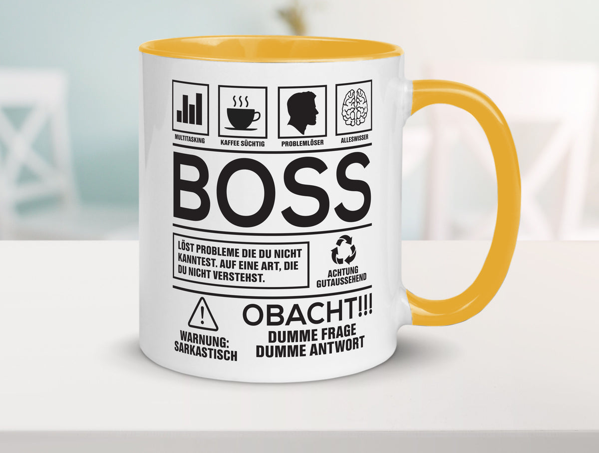 Achtung Probleme Boss | Führungskraft Vorgesetzter lustig Humor Geschenkidee Tasse