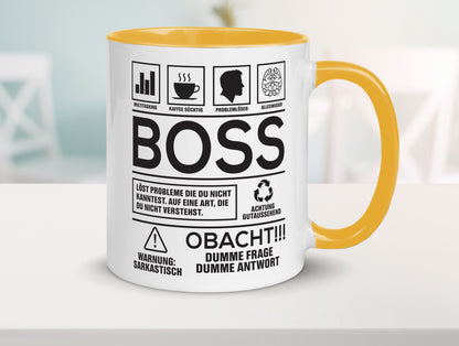Achtung Probleme Boss | Führungskraft Vorgesetzter lustig Humor Geschenkidee Tasse