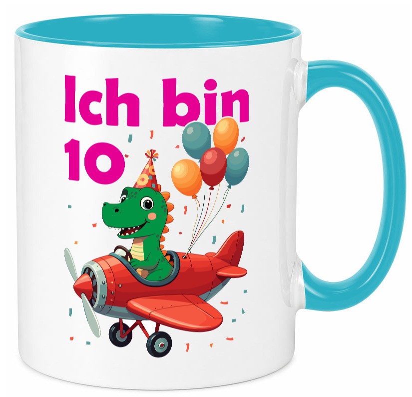 10. Geburtstag | 10 Jahre Drache Flugzeug lustiger Spruch Geschenk Geschenkidee Tasse