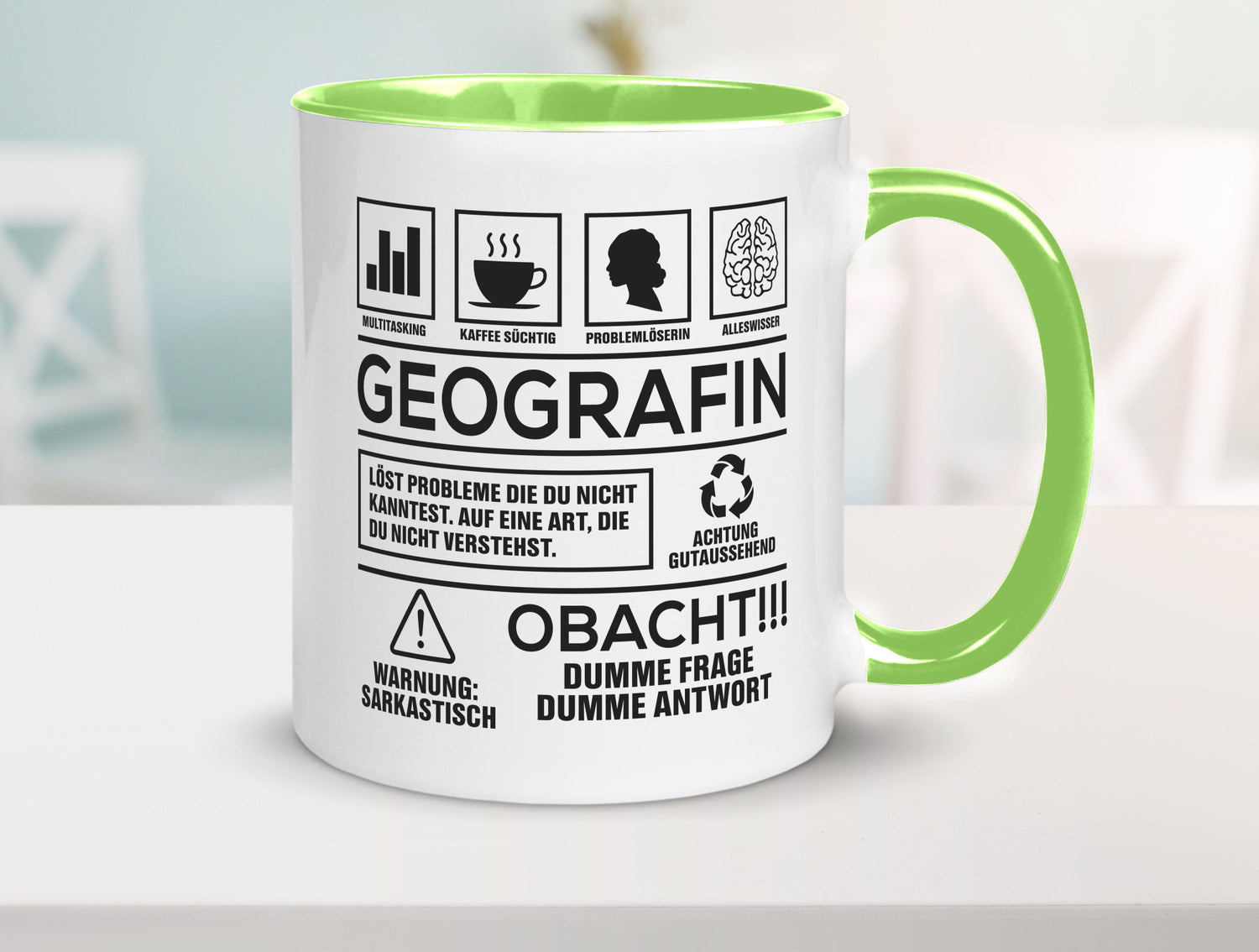 Achtung Probleme Geografin | Geografie Geschenkidee Humor Tasse