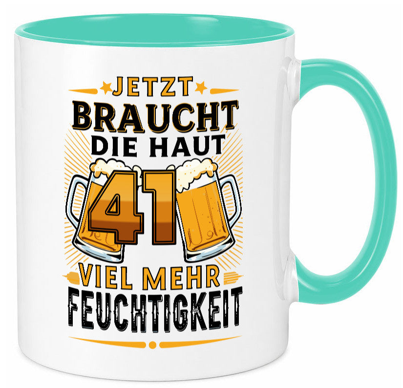 41 braucht die haut mehr Feuchtigkeit | 41. Geburtstag Geschenkidee Humor Tasse