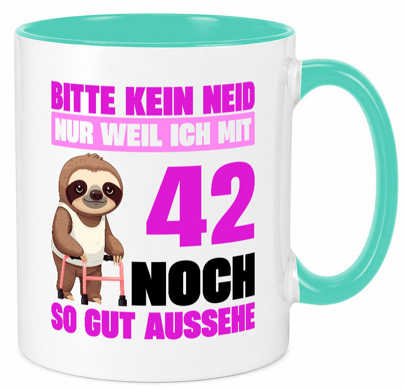 42. Geburtstag | Bitte kein neid Faultier 42 Jahre Geschenkidee Humor Tasse