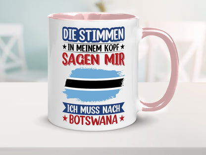 Botswana | Urlaub Stimmen in meinem Kopf Traumland Geschenkidee Humor Tasse