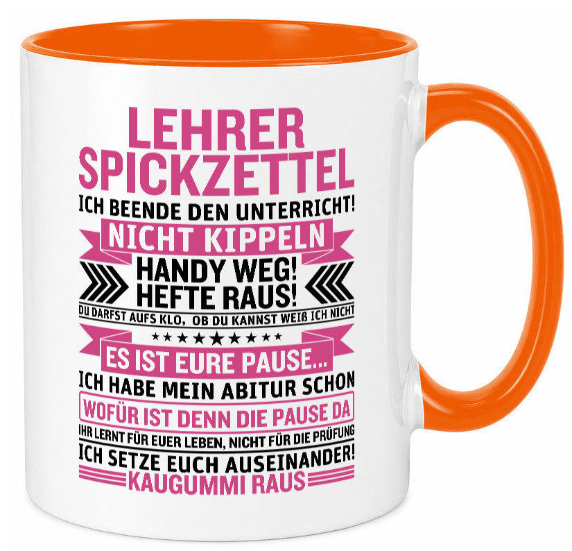 Lehrer Spickzettel | Beruf Tasse lustiger Spruch vl1 Geschenk Arbeit Kollegen
