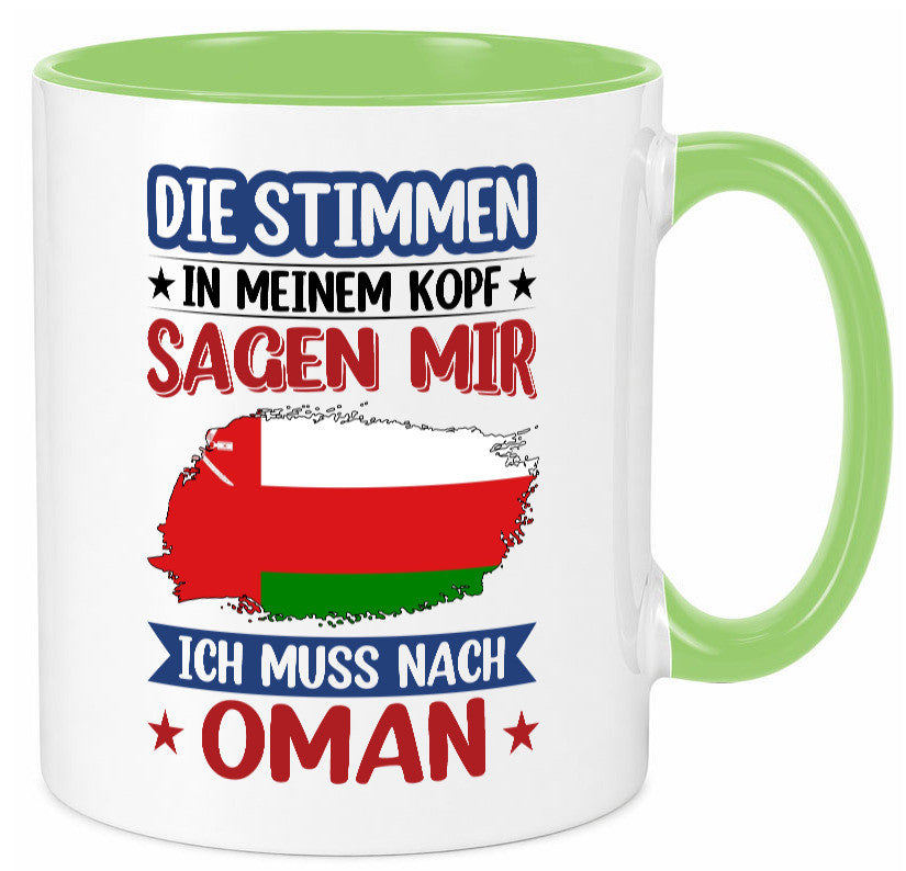 Oman | Urlaub Stimmen in meinem Kopf Traumland v2 lustig Familie Geschenkidee Tasse