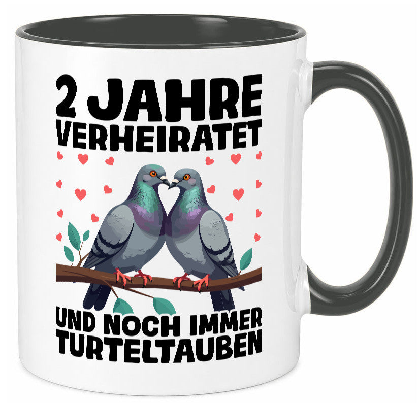 2 Jahre verheiratet | Turteltauben Ehe Ehepaar lustig Humor Geschenkidee Tasse