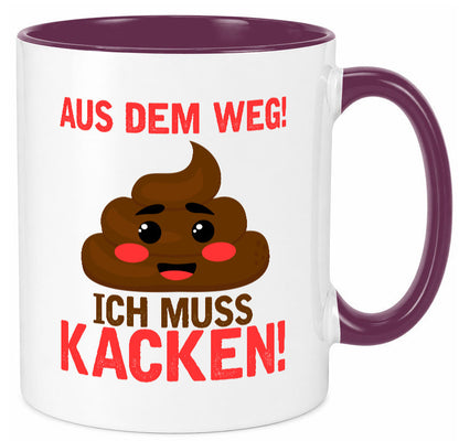 Aus dem weg ich muss kacken | Toiletten Spruch Pupsen Geschenkidee Humor Tasse
