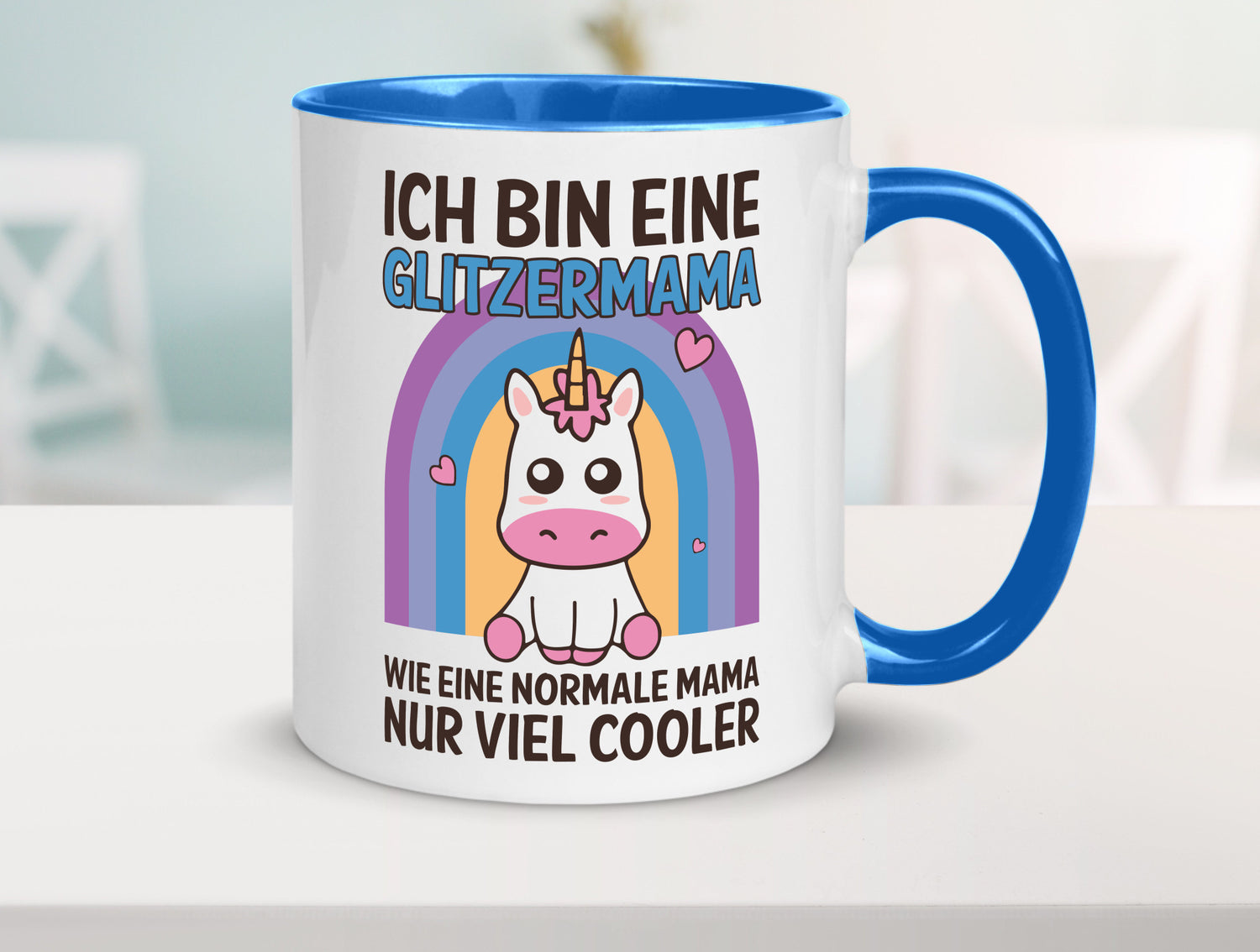 Glitzermama, wie normal, nur cooler | Einhorn Geschenkidee Familie Humor Tasse