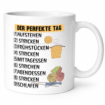 Der Perfekte Tag | Stricken Wolle Nadeln lustig Humor Geschenkidee Geschenk