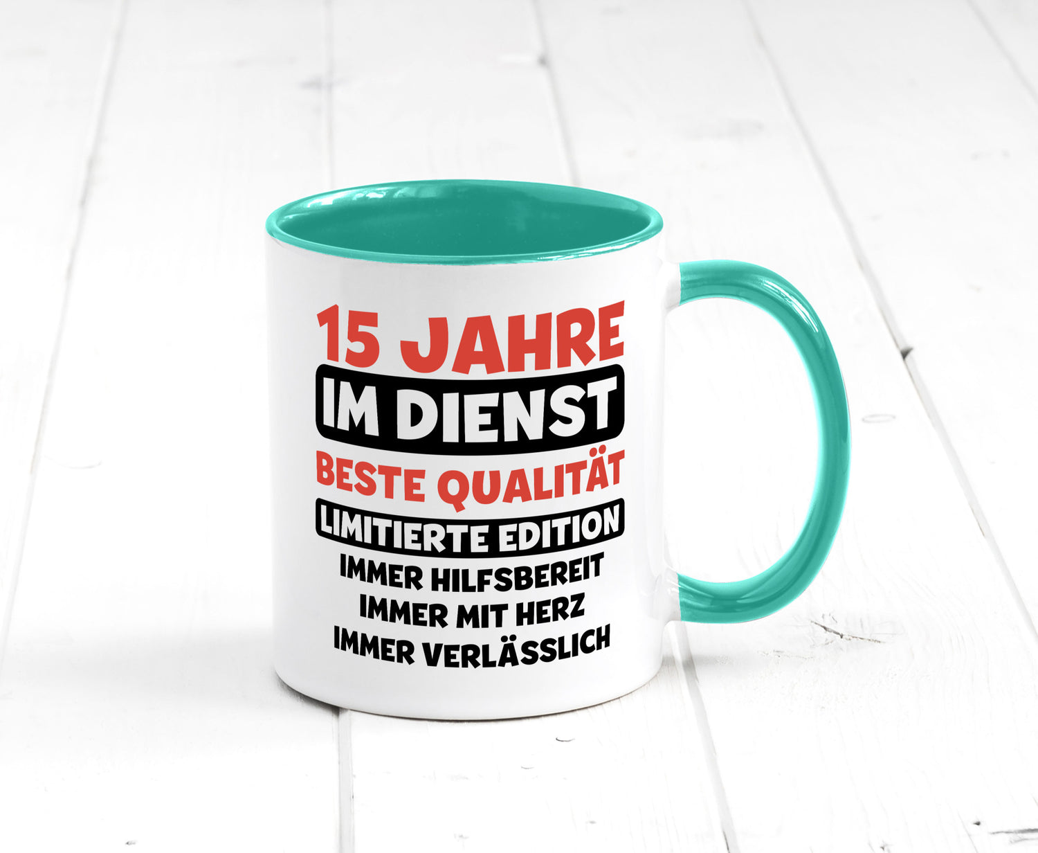 15 Jahre im Dienst | Jubiläum Arbeit v3 lustig Kollegen Büro Geschenk Tasse