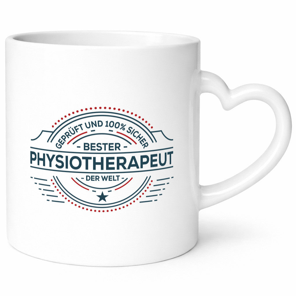 Geprüft und sicher: Physiotherapeut Geschenkidee Humor Tasse