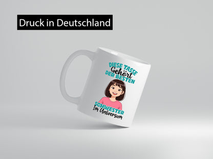 Im Universum: Schwester | Große kleine lustig Humor Geschenkidee Geschenk Tasse