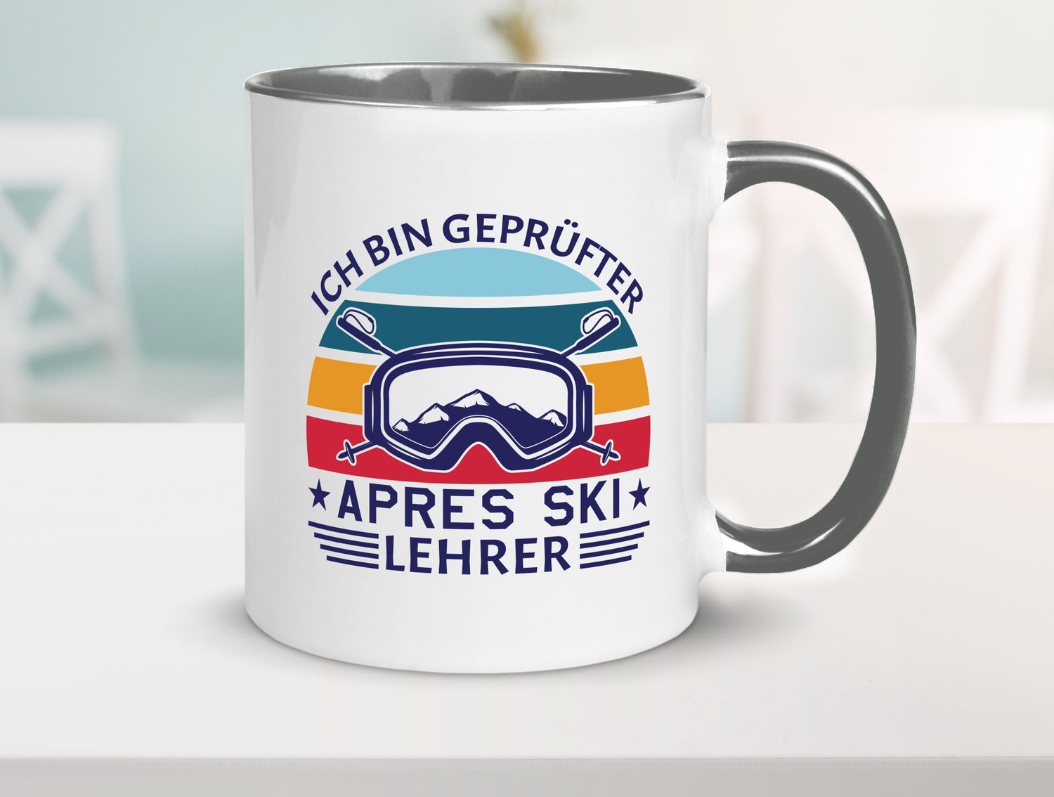 Geprüfter Apres Ski Lehrer | Ski-Brille Berge Ski-Stöck lustig Humor