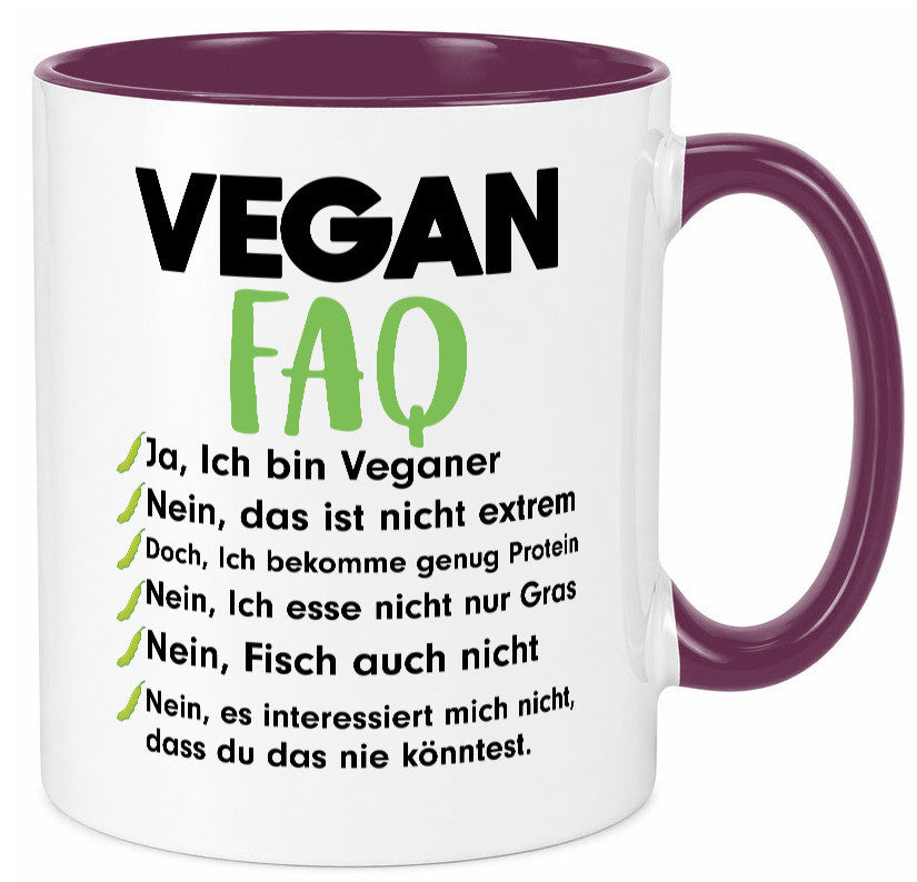 Vegan FAQ | Veganer Lifestyle Ich liebe Humor Geschenkidee Tasse