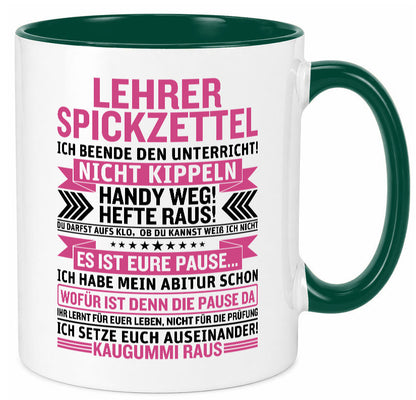 Lehrer Spickzettel | Beruf Tasse lustiger Spruch vl1 Geschenk Arbeit Kollegen