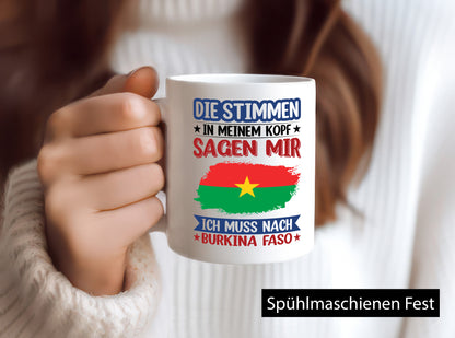 Burkina Faso | Urlaub Stimmen in meinem Kopf Traumland Geschenkidee Humor Tasse