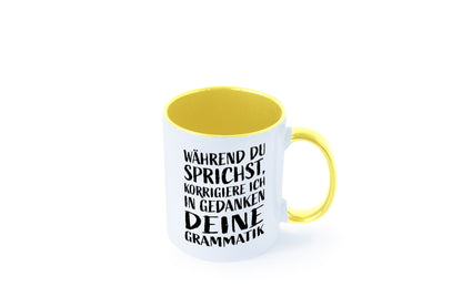 Während du sprichst, Grammatik korrigieren lustiger Spruch Geschenk Humor