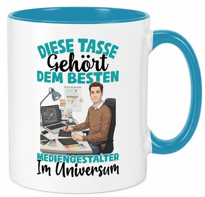 Im Universum: Mediengestalter | Medien Geschenk Humor Geschenkidee lustiger Tasse