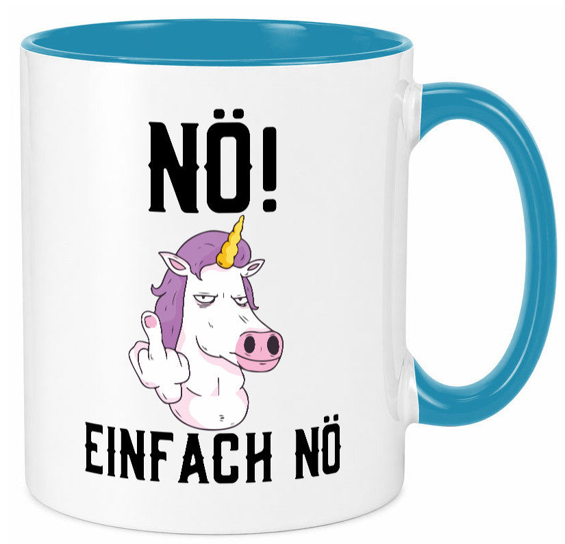 Einfach Nö | Keinen Bock Einhorn Mittelfinger Comic Geschenkidee Humor Tasse