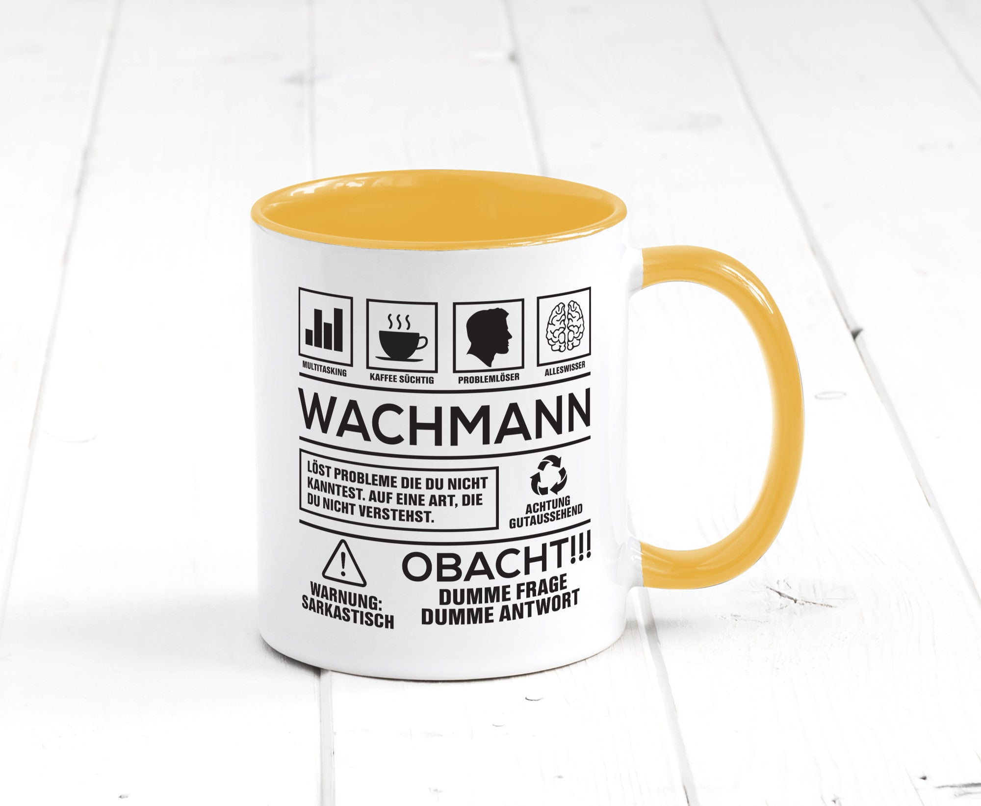 Achtung Probleme Wachmann | Wachpersonal Nachtwächter Geschenkidee Humor Tasse