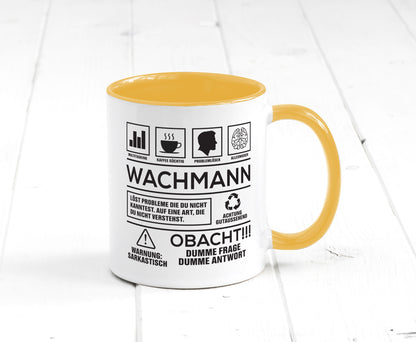 Achtung Probleme Wachmann | Wachpersonal Nachtwächter Geschenkidee Humor Tasse