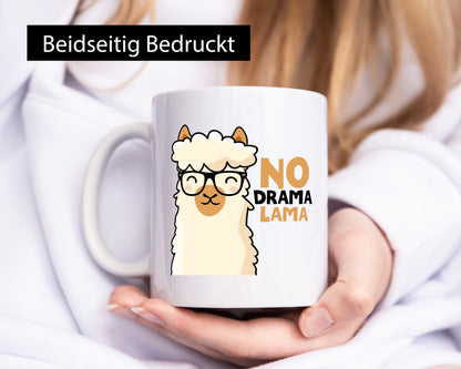 No Drama | Entspanntes Lama mit Brille Süßer Comic Humor Geschenkidee Tasse