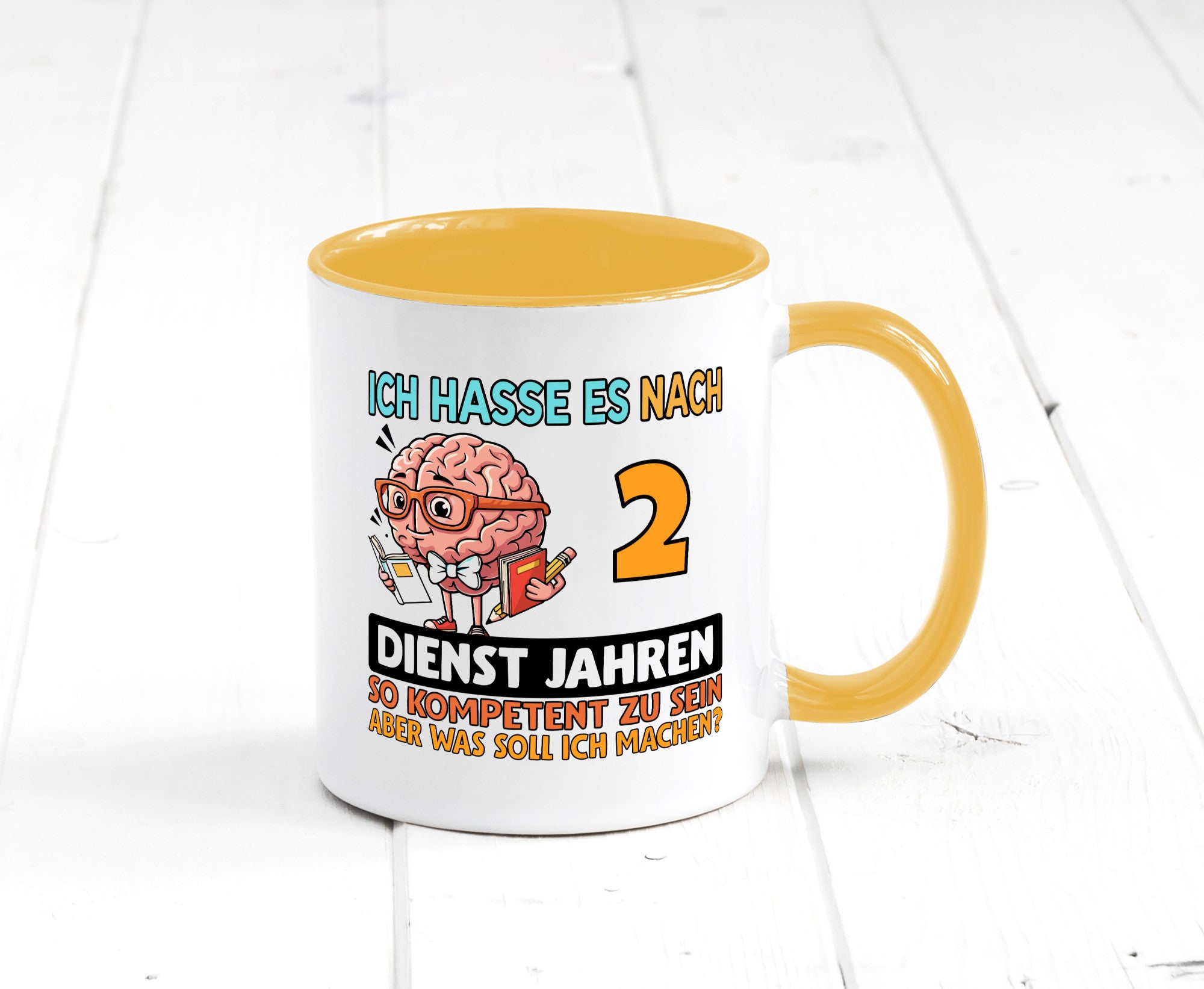 2 Dienstjahre | Arbeit Kompetent lustig Kollegen Büro Geschenk Tasse