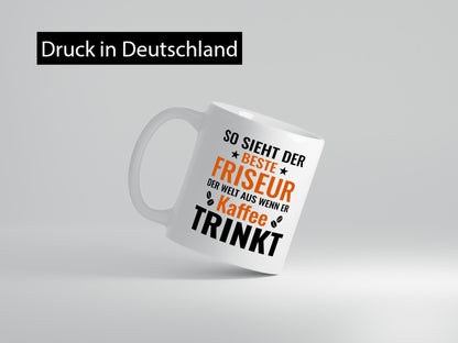 Kaffee trinkt: Friseur | Frisör lustig Humor Geschenkidee Geschenk Tasse