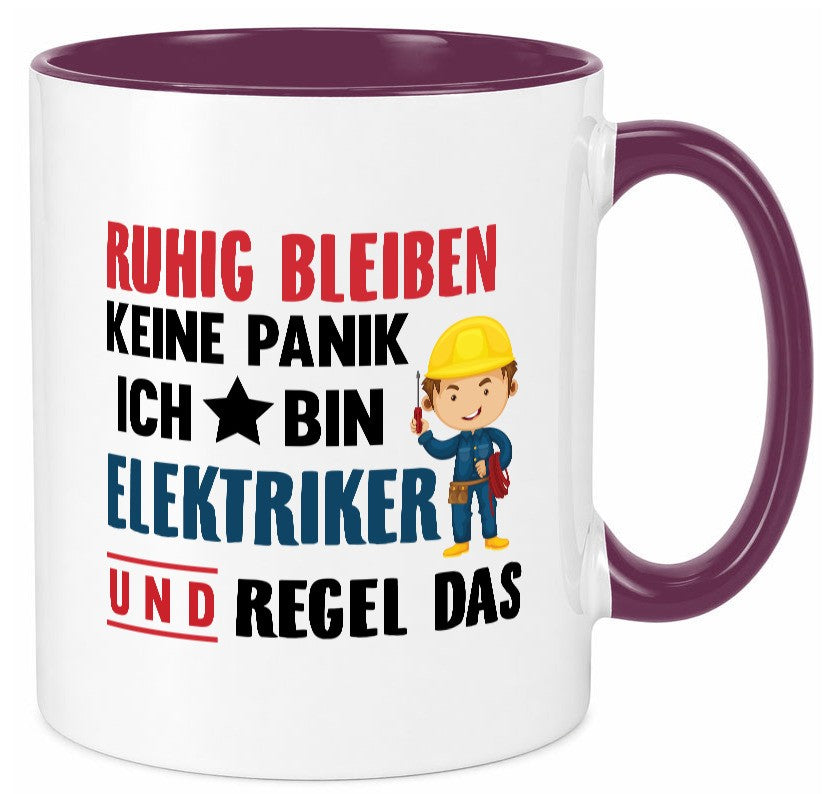 Ruhig bleiben keine Panik ich bin elektriker und regel das Humor Geschenkidee Tasse