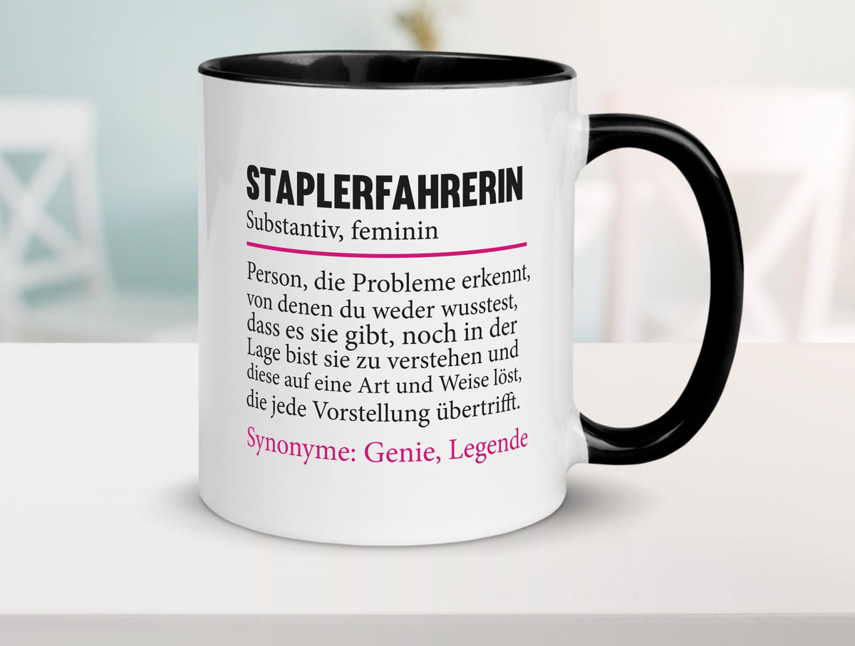 Staplerfahrerin | Gabelstapler Spruch Beruf Humor lustig Arbeit Kollegen Büro Tasse