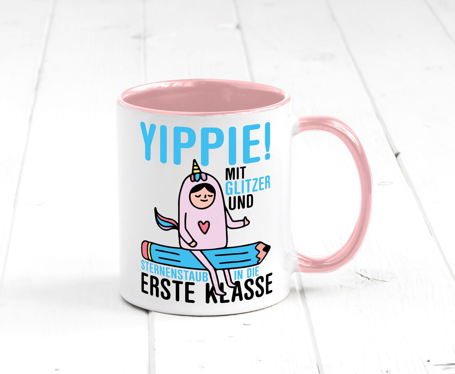 Mit Glitzer und Sternenstaub | Einschulung Einhorn lustiger Spruch Geschenk