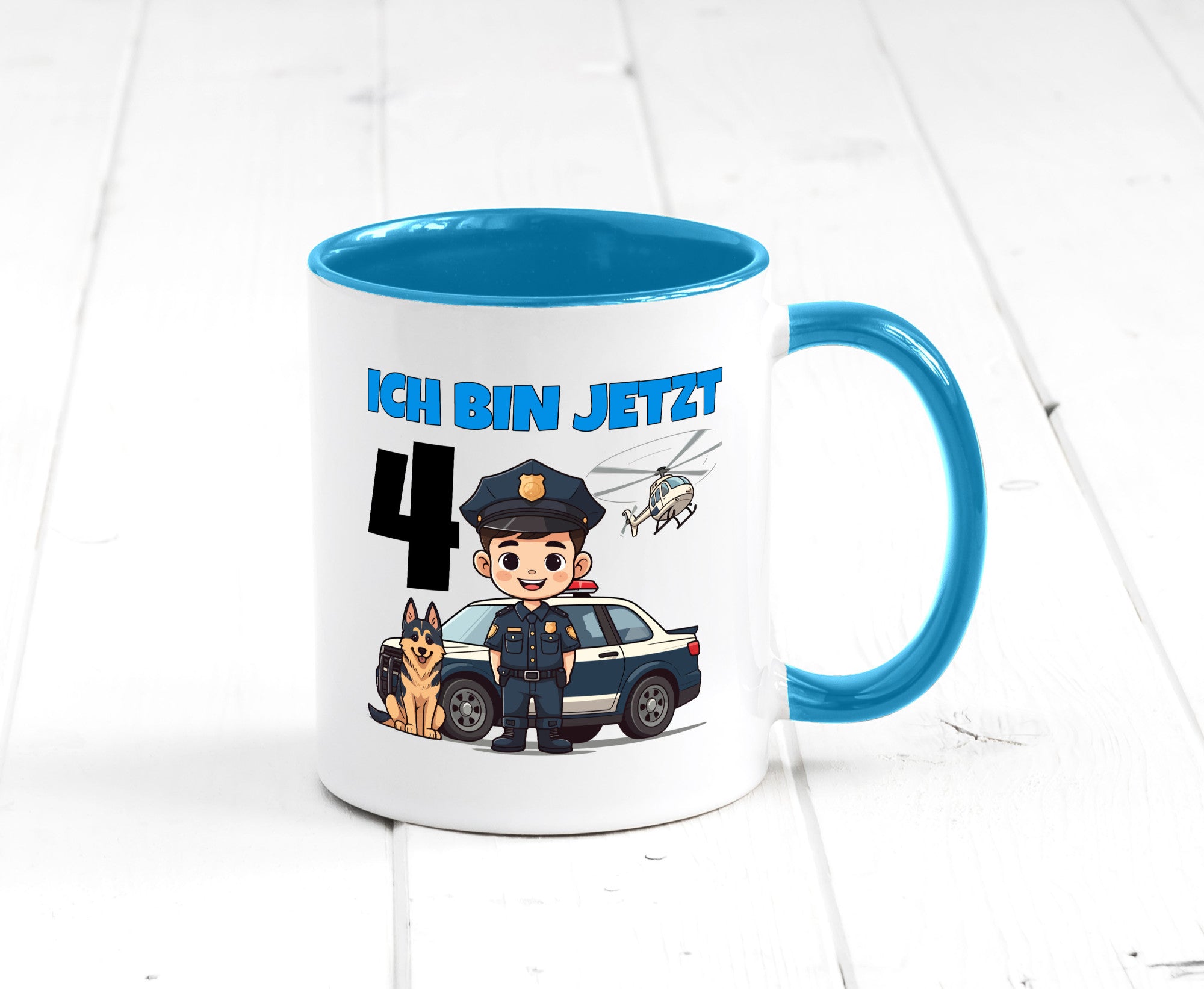 4. Geburtstag | 4 Jahre Polizei Kind Polizeiauto Humor Geschenkidee Tasse
