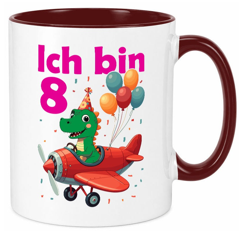 8. Geburtstag | 8 Jahre Drache Flugzeug Geschenk Geschenkidee lustiger Spruch Tasse