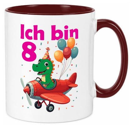 8. Geburtstag | 8 Jahre Drache Flugzeug Geschenk Geschenkidee lustiger Spruch Tasse