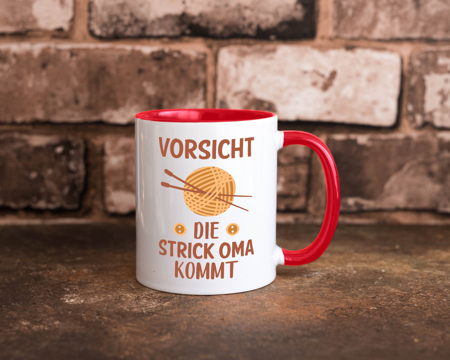 Vorsicht, Strickoma kommt | Wolle Stricknadeln Humor Familie Geschenkidee Tasse